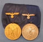 Photo: German WWII Two Place Long Service Medal Bar, Heer, 12 & 4 Year