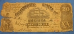 Photo: US Civil War Confederate Twenty Dollar Bill, Richmond 1861