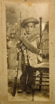 Photo: Mexican Revolution Era, Card Mounted Photo, Young Boy, Pistol & Rifle