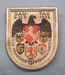 Photo: German WWII Embroidered Tinnie, Gautag Hannover-Braunschweig 1938